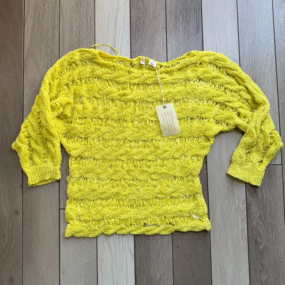 Anthropologie Bright Yellow Knit Top